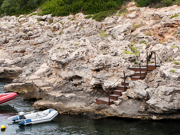 Boat anchor in a small bay in Menorca. Spain