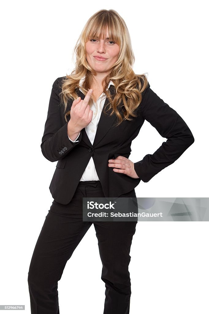 Young Businesswoman Making A Rude Gesture Stock Photo - Download Image ...