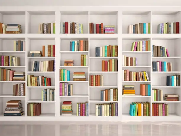 Photo of illustration of White bookshelves
