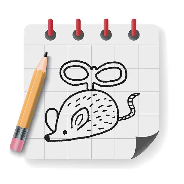 Vector illustration of doodle toy mouse