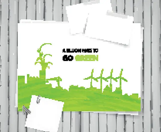 Vector illustration of White Paper on White Wood Board. Eco Design