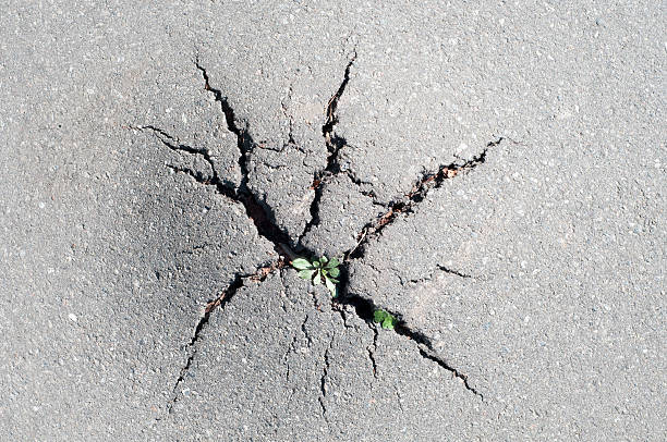 Low ange shot of a hole on a brand new road