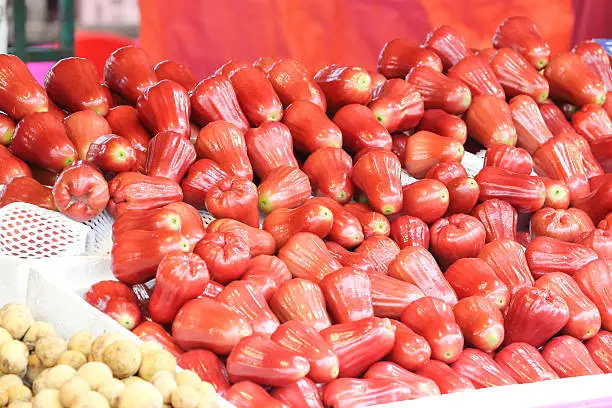 Fresh Ripe Juicy Red Bell Fruit  at weekend market