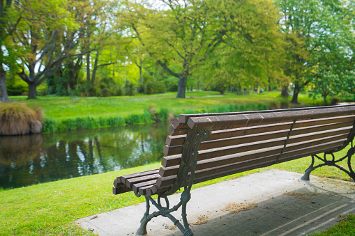 Bench by the river, Christchurch, New Zealand