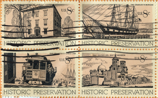 US Postal Service Historical Preservation Block of 8 cent Stamps from 1971.