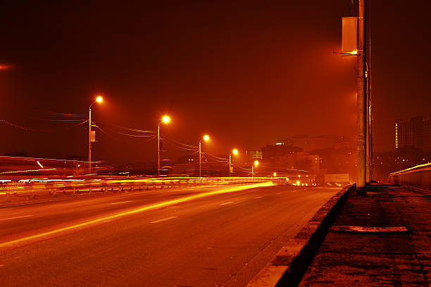 istock Night view of road in city 512977937