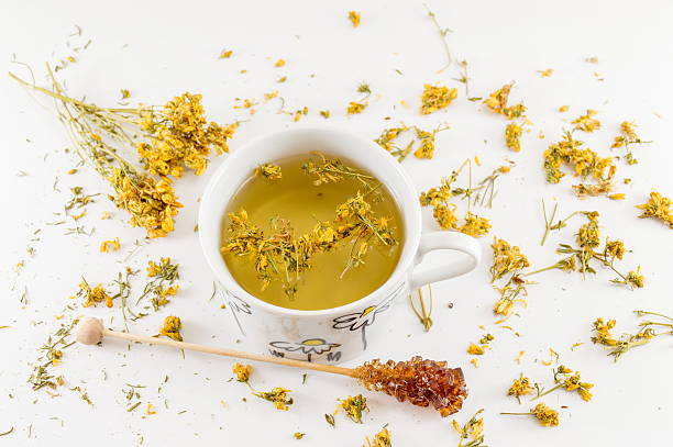 istock St Johns wort tea and surrounded by dried plants 512978014