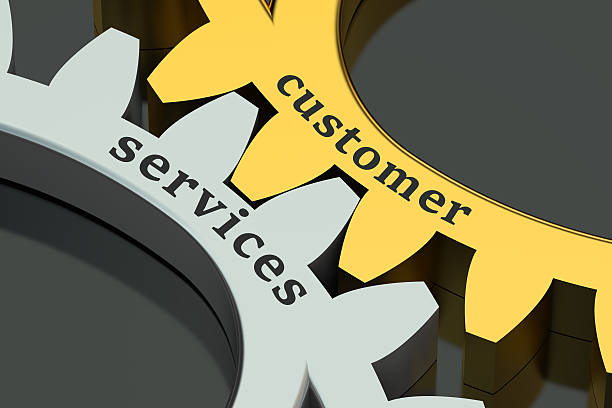 istock Customer Services concept on the gearwheels 512978510