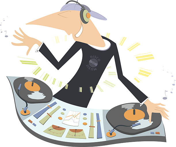 말풍선이 있는 재미있는 dj 일러스트 - drum and bass stock illustrations