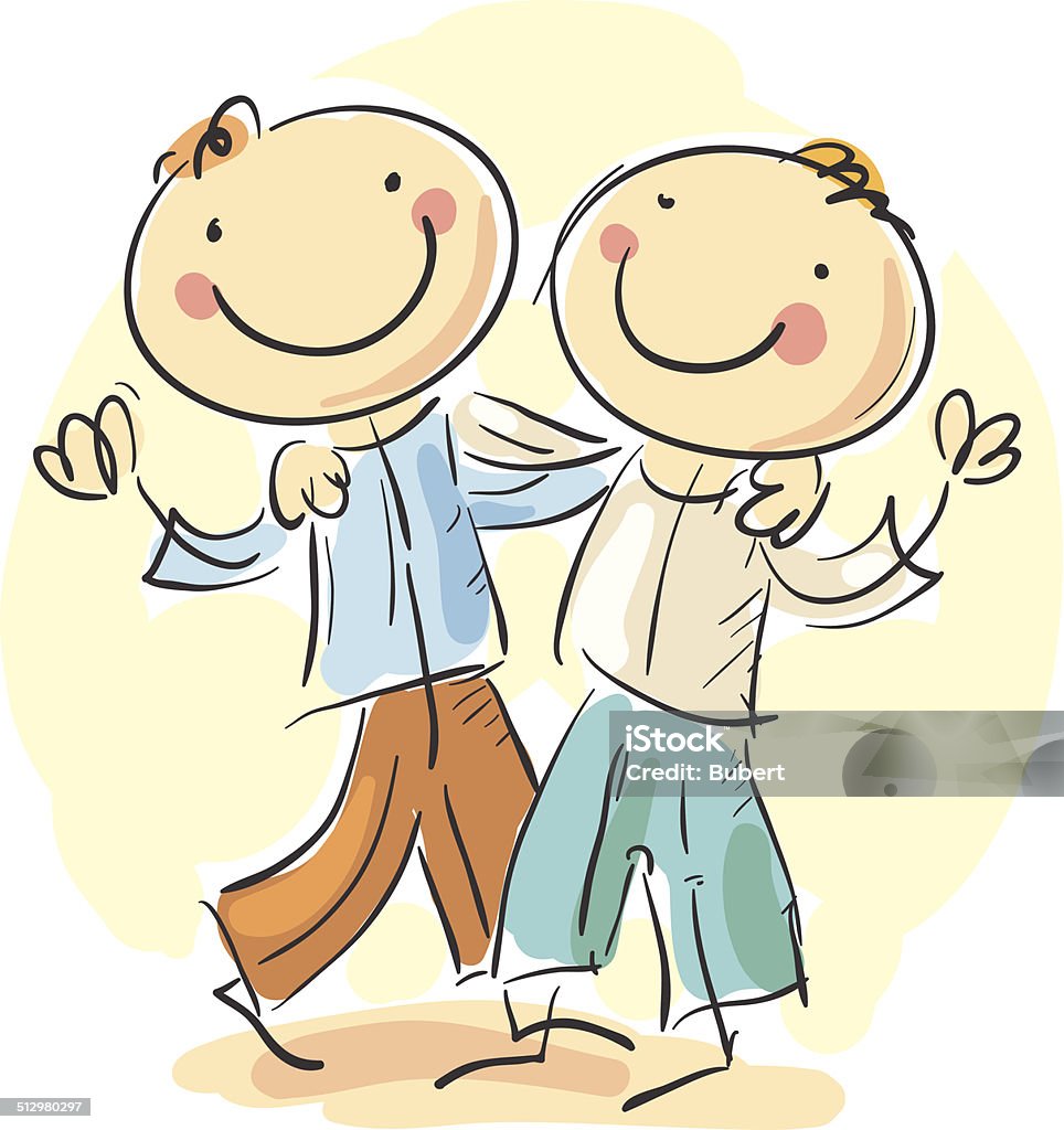 Two happy friends Two happy friends, no gradients. Adult stock vector