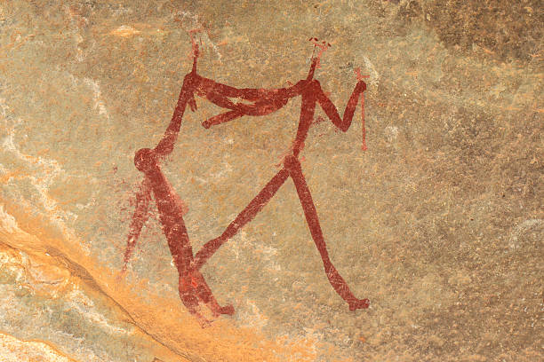 부시맨 바위산 페인팅 - cave painting rock africa bushmen 뉴스 사진 이미지