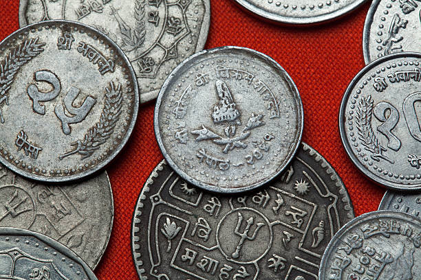 istock Coins of Nepal. Nepalese royal crown 512982486