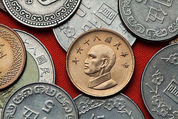 Coins of Taiwan. Taiwan president Chiang Kai-shek Coins of Taiwan. Taiwan president Chiang Kai-shek depicted in the Taiwan one dollar coin. twd stock pictures, royalty-free photos & images