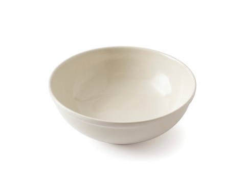 Empty Beige Ceramic Bowl , Clipping path , isolated on white