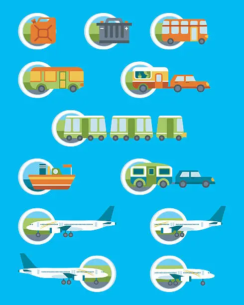 Vector illustration of Travel illustration with different types of transport