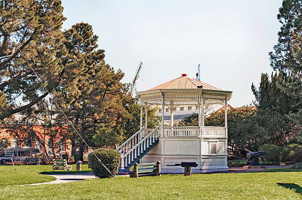 This Gazebo is located in a small park on Mare Island the once Naval Base now a ship yard facility as well as various other business concerns and many landmarks from the Naval Base days.