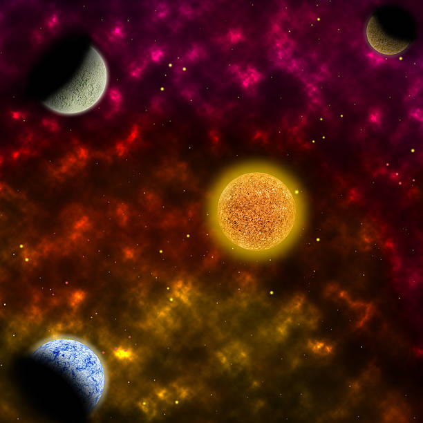 istock Nebula and the star with planets in the front 512985493