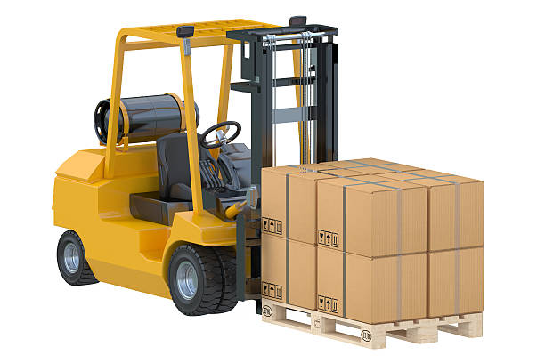 istock Forklift truck with boxes on pallet 512986644
