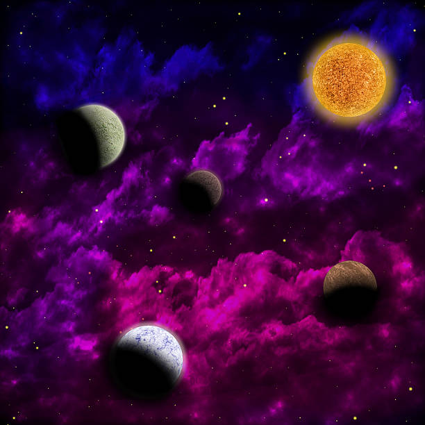 istock Nebula and the star with planets in the front 512987177