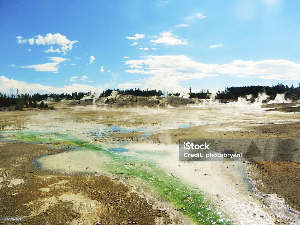 Yellow stone geyser basin A river running through the geyser basin of Yellow Stone National Park in Wyoming. Activity Stock Photo
