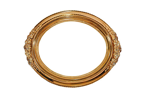 istock Golden oval picture frame isolated on white. 512989096