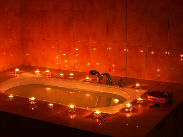 istock Interior of sauna with candle. 512990181