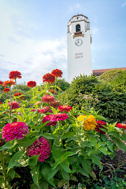 istock Boise Train Depot with colorful flowers 512993309