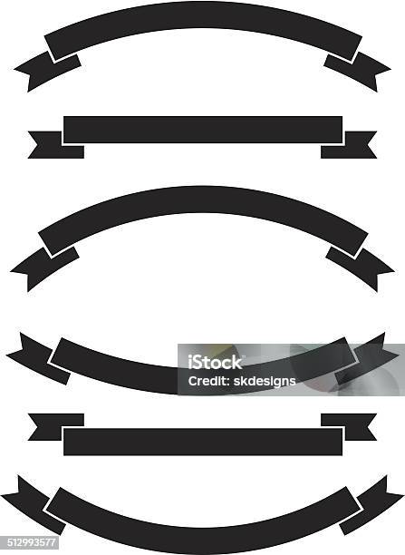 Basic Ribbon Logo Classic Basic Ribbons Set In Black Flat Design Stock Illustration ...