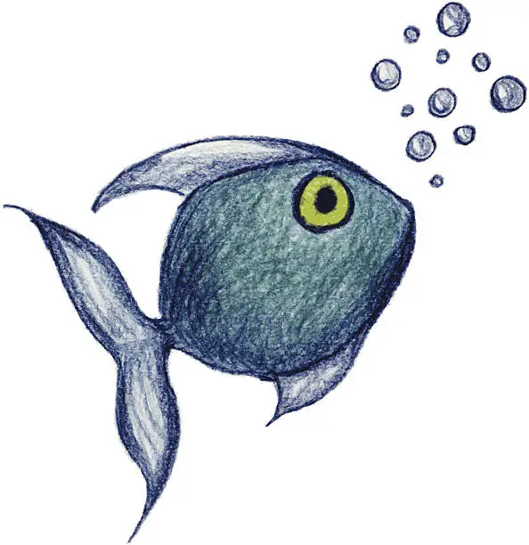 Vector illustration of Blue Fish