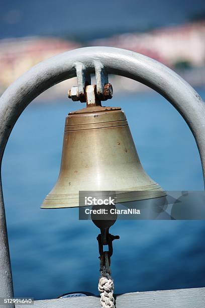 Golden Ships Bell Aboard Stock Photo - Download Image Now - Bell, Boat Deck, Burglar Alarm