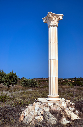 Reconstruction of Corinthian columns on the island of Kos, Greece