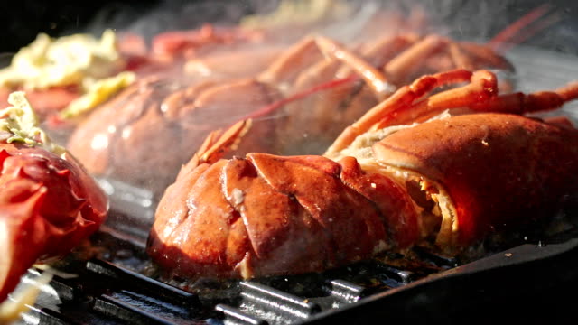 Lobster with Chili Butter on BBQ Grill