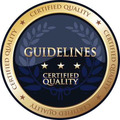 Guidelines gold emblem with a laurel.