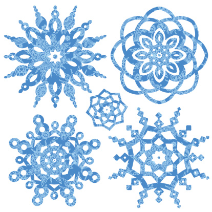 Winter vector set with snowflakes. Elements for design. It can be used for decorating of invitations, greeting cards, web pages, decoration for bags and clothes.