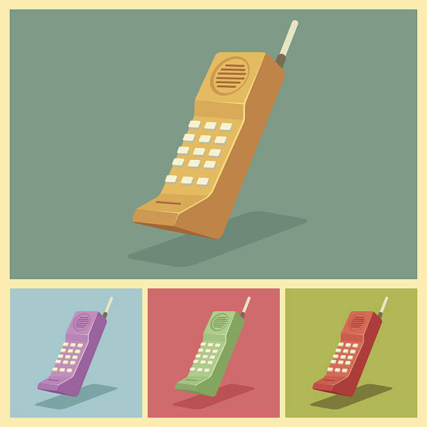 illustrations, cliparts, dessins animés et icônes de vieux téléphone mobile - old telephone mobile phone retro revival