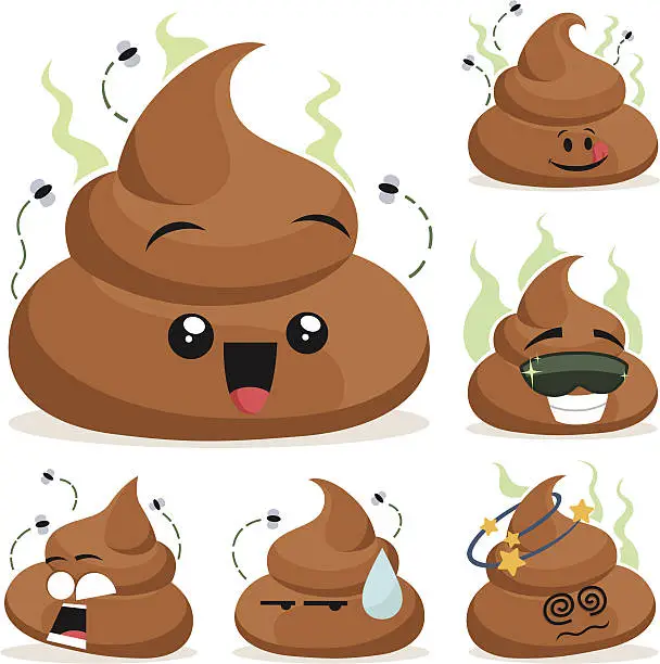 Vector illustration of Poop Cartoon Set A