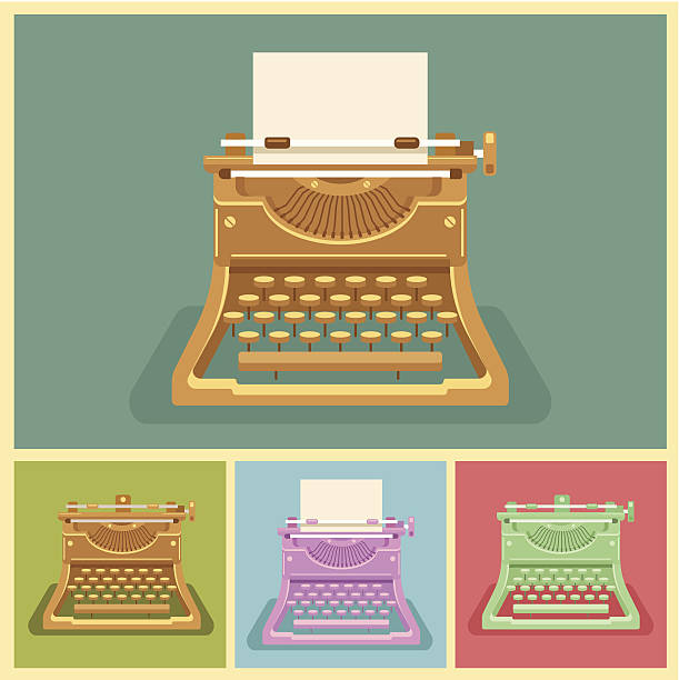 винтажный появление - typewriter typing machine old stock illustrations