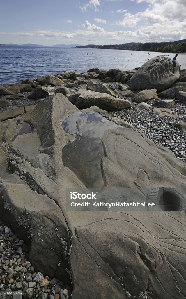 Eroded Sandstone on a West Coast Beach, British Columbia, Canada Eroded Sandstone on a West Coast Beach. Summer afternoon.  Beach Stock Photo