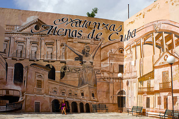 Matanzas, Cuba - August 8, 2012: Matanzas, Atenas de Cuba.  This wall Art is located at the entrance of the city.