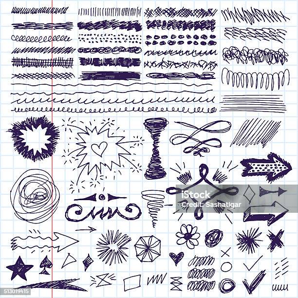 Doodle Set Of Hand Drawn Strokes Text Correction And Highlighting Stock Illustration - Download Image Now