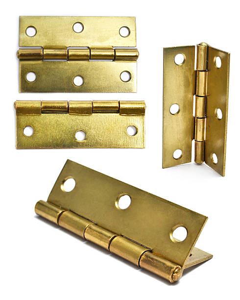 hinges set of alloy hinges on white background hinge stock pictures, royalty-free photos & images