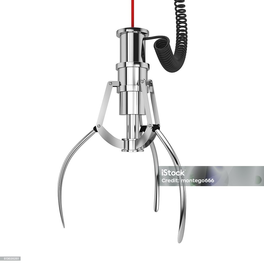 Machine claw Machine claw. 3d illustration isolated on white background Mechanical Grabber Stock Photo