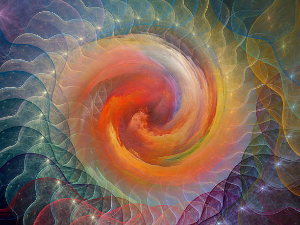 spirale en arrière-plan. - fractal concentric light abstract photos et images de collection