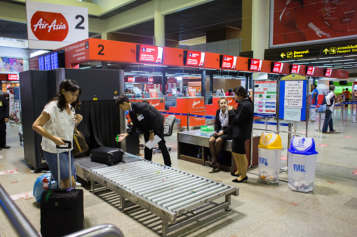 Bangkok, Thailand - October 3, 2015: Check-in counter of Thai Air Asia at Don Mueang International Airport.