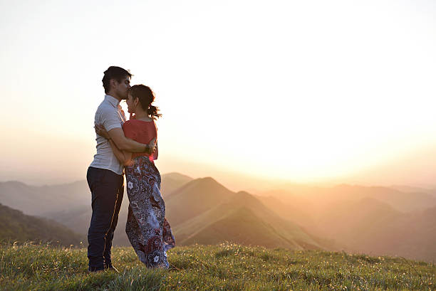 istock Couple in love meet sunset 513044836