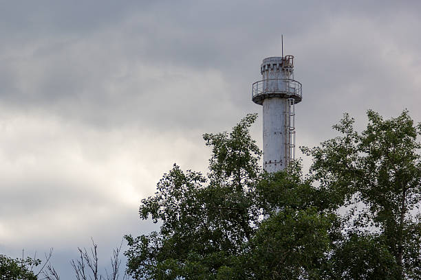 istock gray plant tower rising above trees 513046186