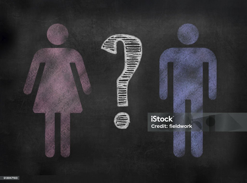 Blackboard or Chalkboard Gender image chalkboard sign in illustrative chalkboard style Female and male symbols with a question mark Human Gender Stock Photo