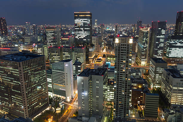 istock Osaka Cityscape at night in Japan 513047853