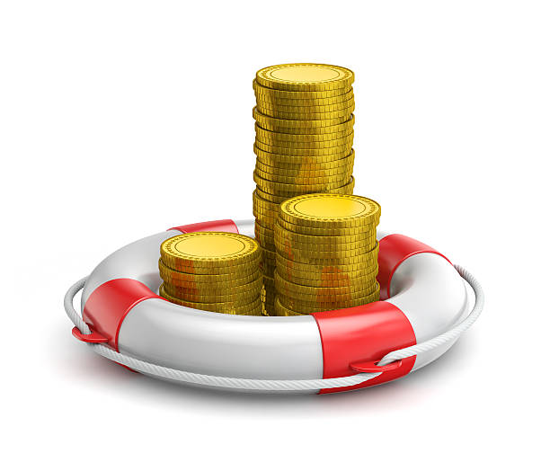 istock stacks of coins inside lifebuoy 513050735