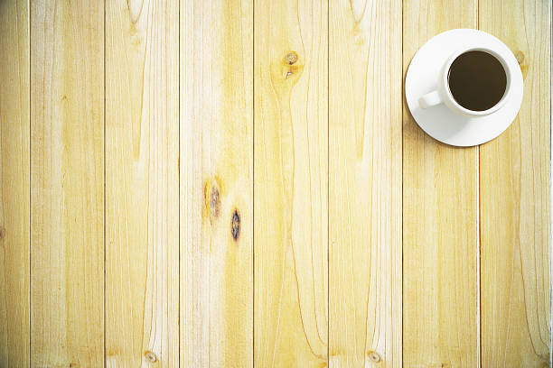 istock Top view of a wooden table with 513051106